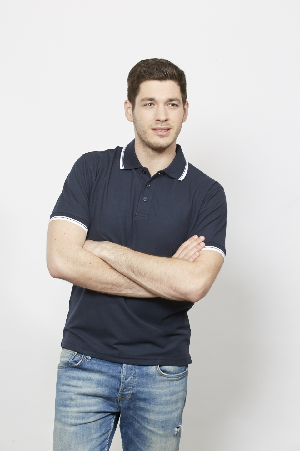 Pánská polokošile krátký rukáv (S-XXL) modrá/bílá