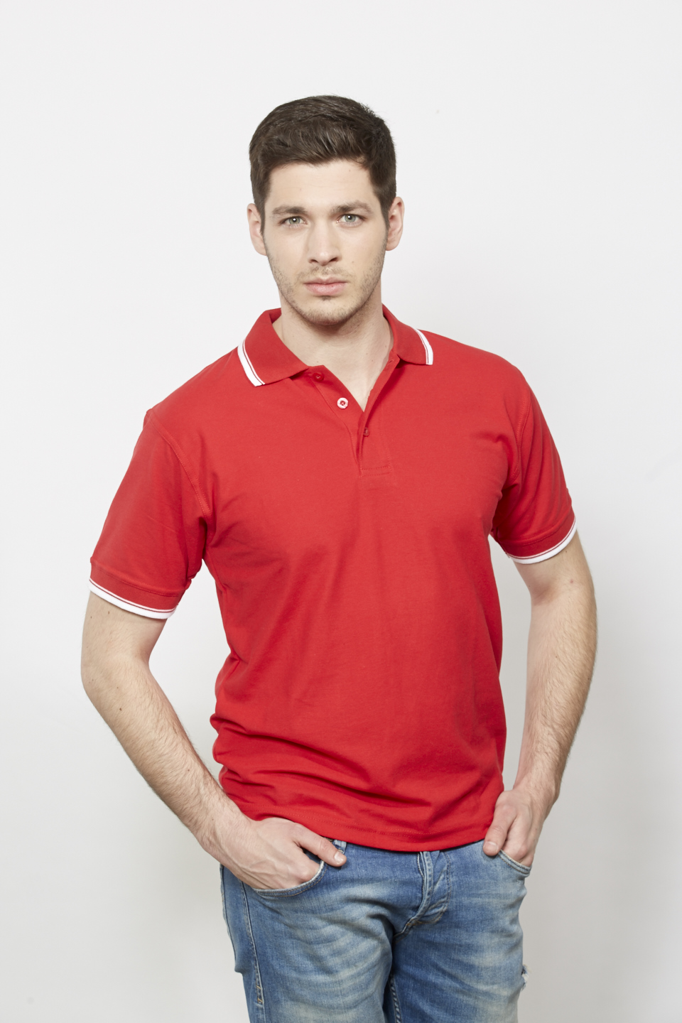 Pánská polokošile krátký rukáv (S-XXL) černá/červená