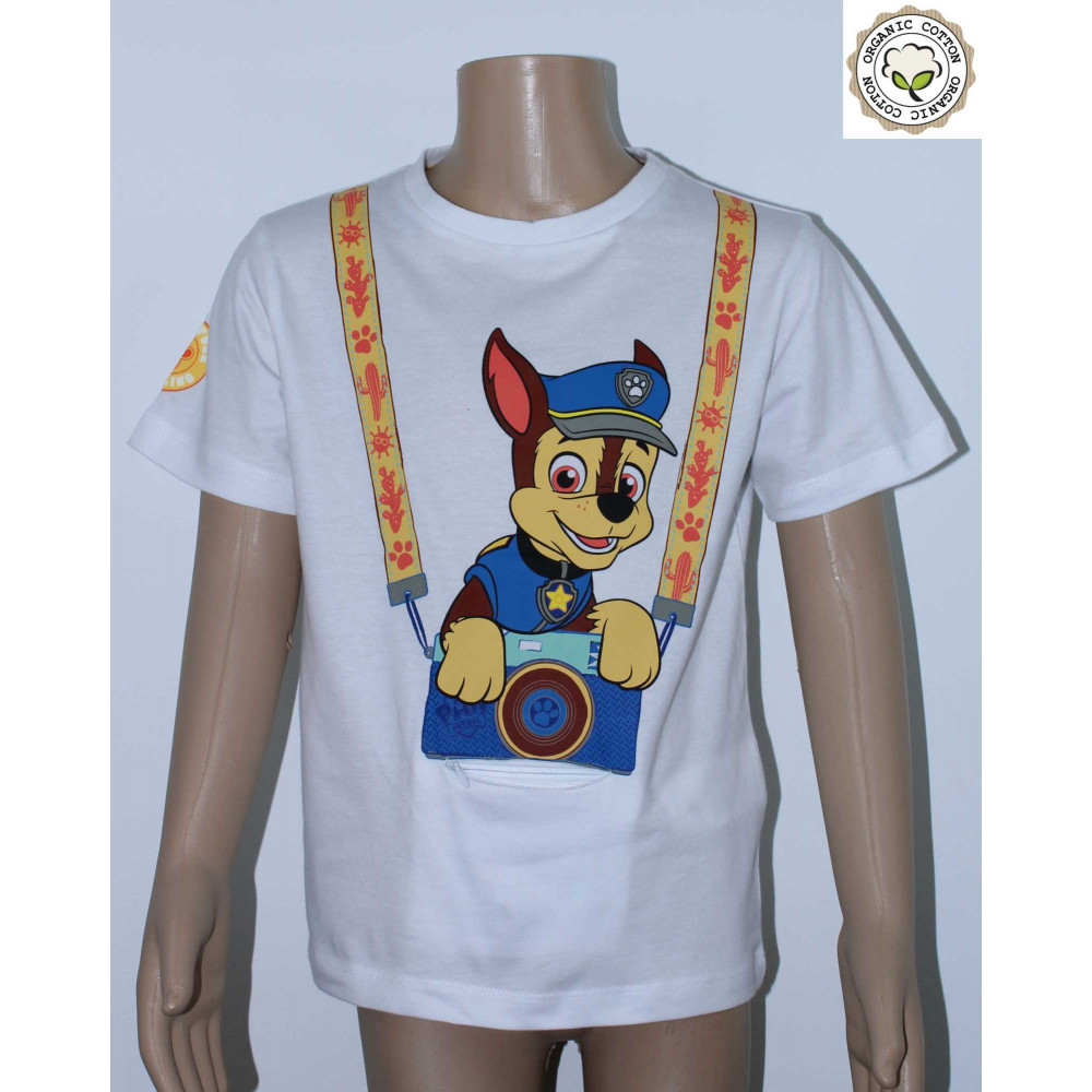 Chlapecké triko s krátkým rukávem SE VŠITOU KAPSIČKOU  PAW PATROL (92/98-116)