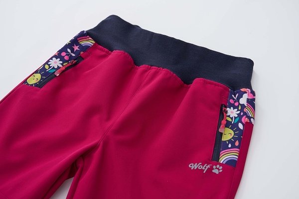 Dívčí slabé softshellové kalhoty s vyšším  WOLF (104-134)