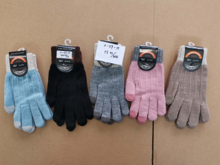 Dámské pletené teplé rukavice (21-22cm) s funkcí ovládání mobilu