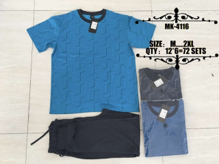 Pánské pyžamo / krátký rukáv, dlouhé kalhoty/ N-FEEL (M-XXL)