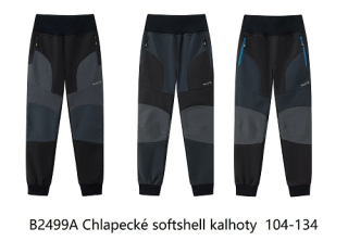 Chlapecké teplé softshellové kalhoty s vyšším pasem WOLF (104-134)