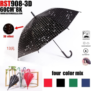 Dámský vystřelovací deštník 3D efekt (prům.60cm)