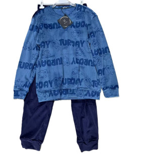 Pánské teplé dlouhé noční pyžamo BENTER (M-2XL)
